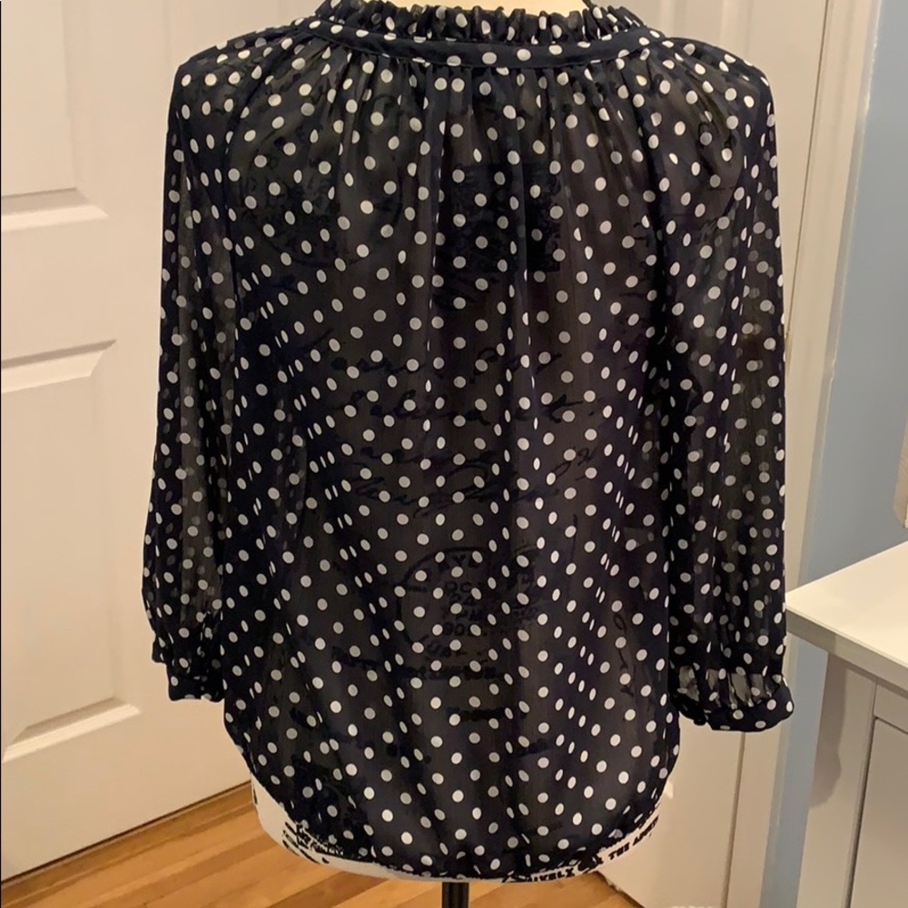 Jones New York Polka Dot 3/4 Sleeve Sheer Blouse - Picture 2 of 6